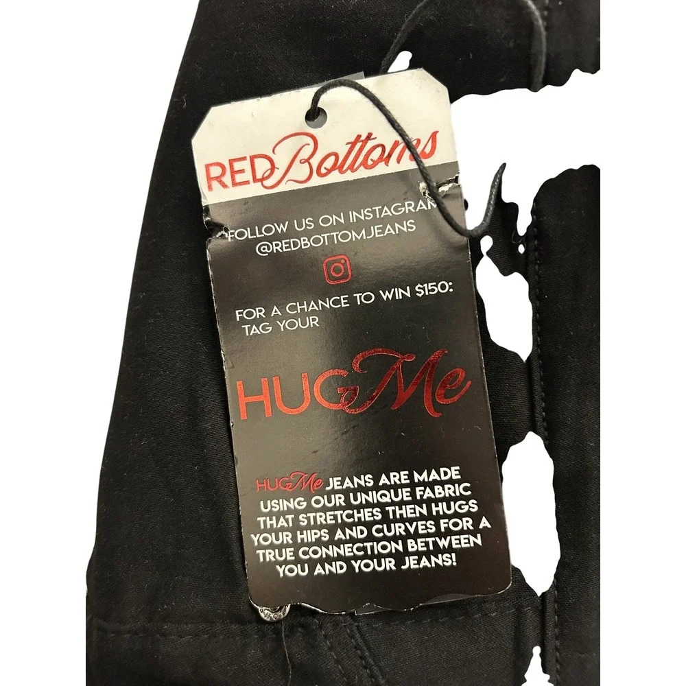 Red Bottoms HugMe High Waist Skinny Jeans Womens 17 Black Stretch NWT - Picture 10 of 12